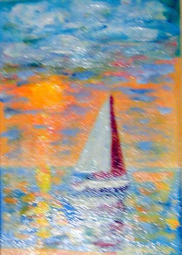 Original Expressionism Boat Paintings by Marie T Harris