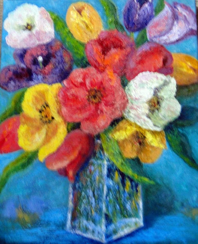 Original Abstract Expressionism Floral Painting by Marie T Harris