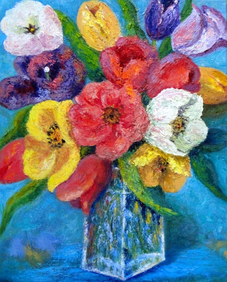 Original Abstract Expressionism Floral Painting by Marie T Harris