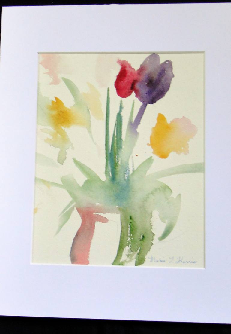 Original Minimalism Floral Painting by Marie T Harris