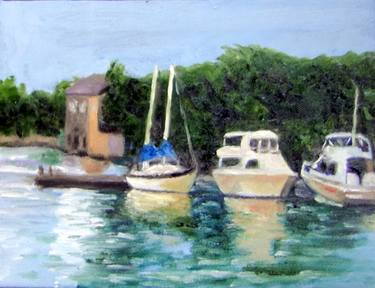 Original Impressionism Boat Paintings by Marie T Harris