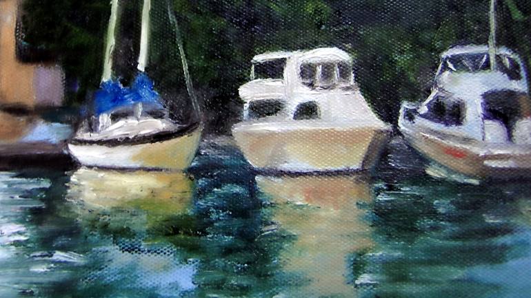 Original Boat Painting by Marie T Harris