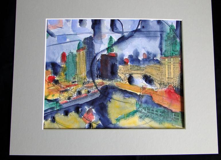 Original Abstract Cities Painting by Marie T Harris