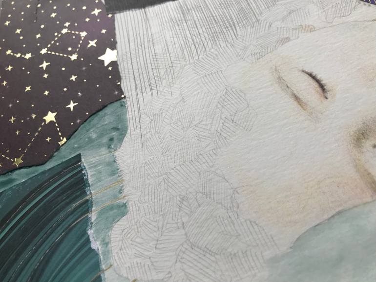 Original Abstract Expressionism People Collage by Maria Magdalena Lazar