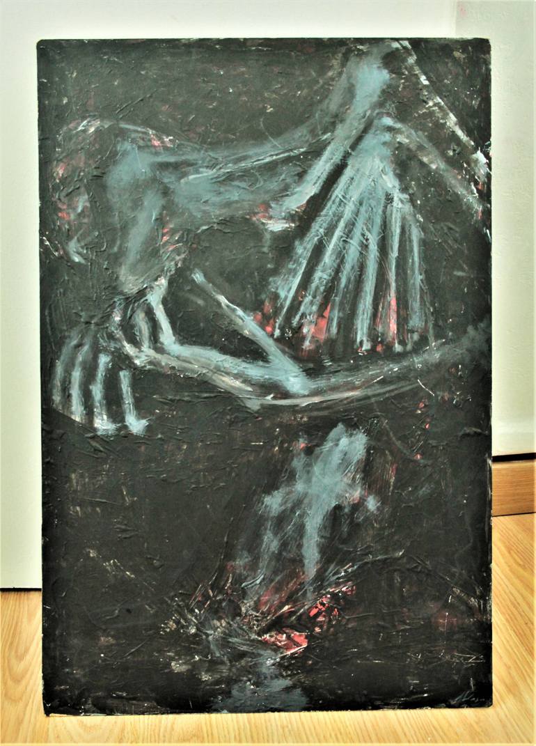 Original Expressionism People Painting by Maria Magdalena Lazar