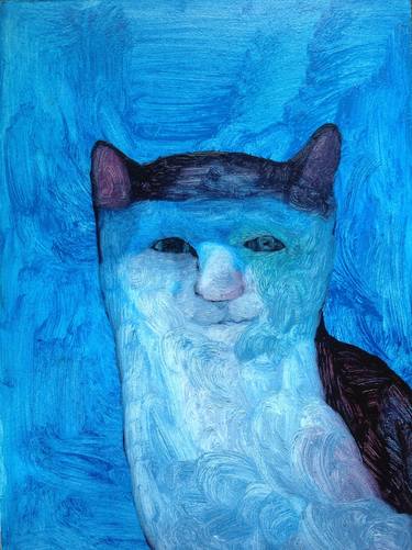 "Cat on a blue background" thumb