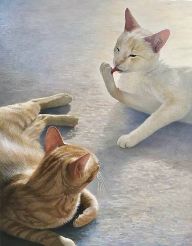 Original Cats Paintings by Sayumi F