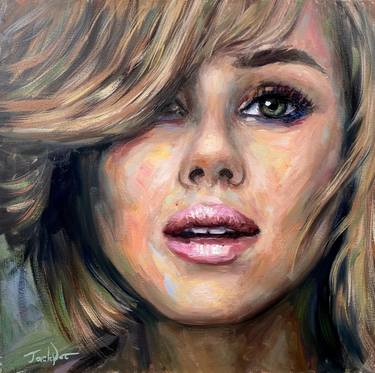 Woman portrait painting oil portrait canvas art blond woman original wall art by Evgeny JackPot thumb
