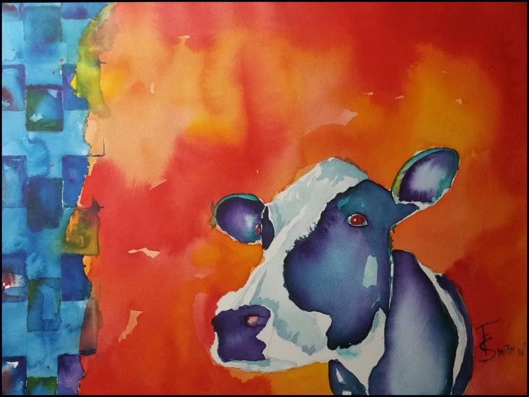 cute purple cow painting 