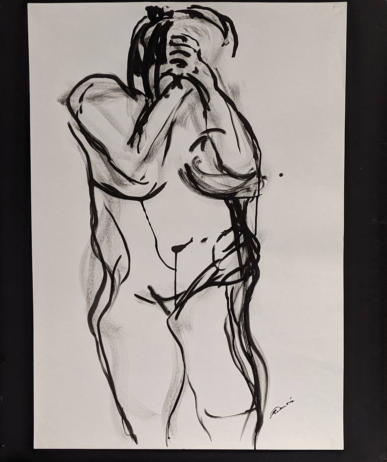 Original Abstract Nude Drawing by Robyn Dansie