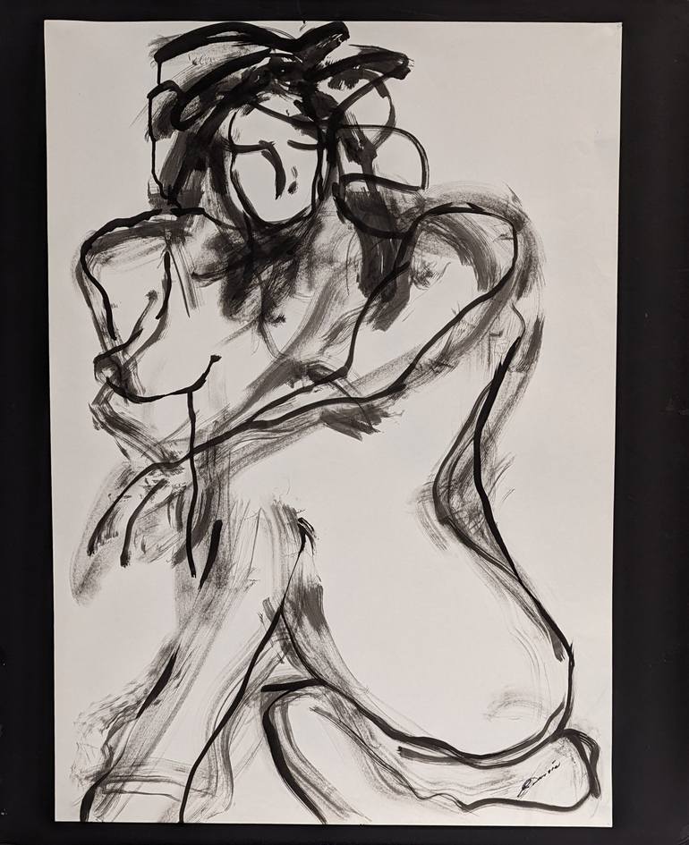 Original Abstract Nude Drawing by Robyn Dansie