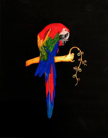 Fine Indian Arts Emboss Macau Parrot Paintings thumb