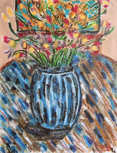 Flowers in Stripped Vase thumb