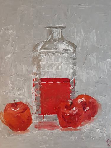 Still life with decanter and apples. thumb