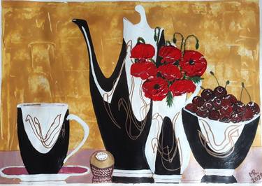 Original Modern Still Life Paintings by MARIE RUDA