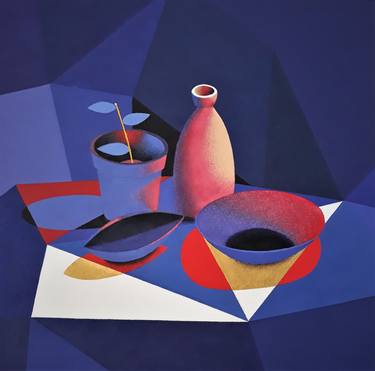 Original Cubism Still Life Paintings by MARIE RUDA