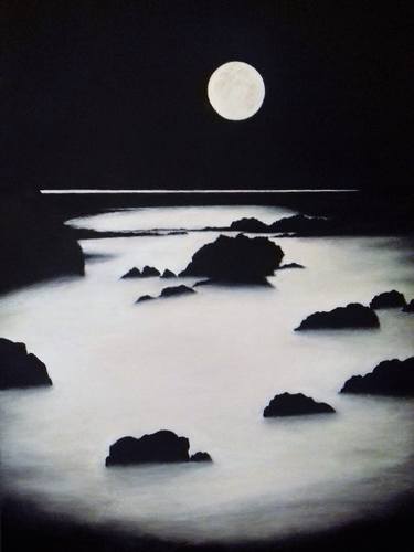 Original Black & White Seascape Paintings by MARIE RUDA