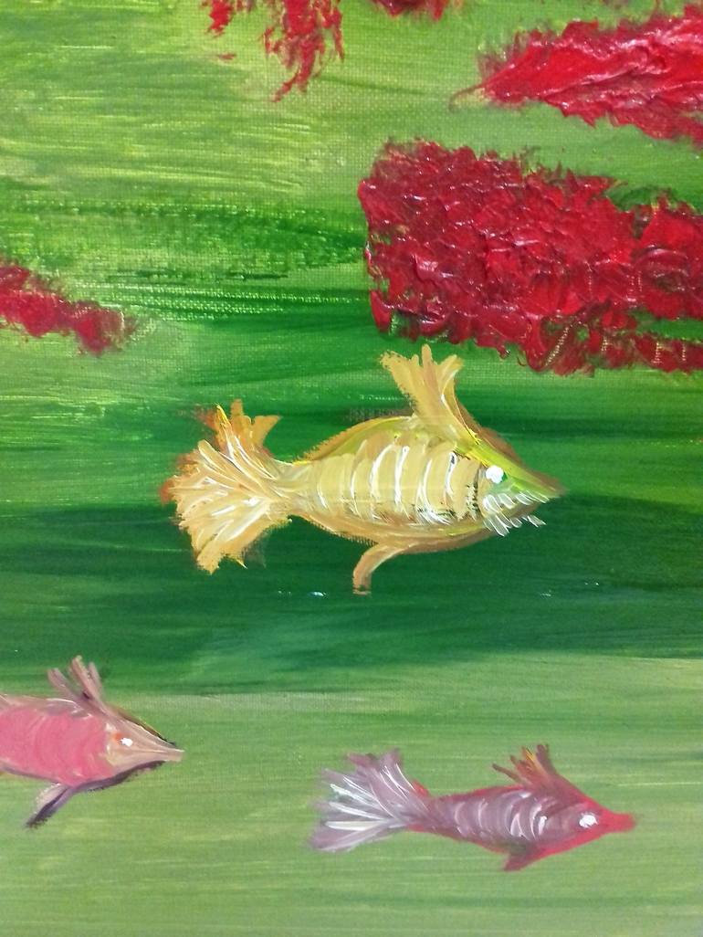 Original Art Deco Fish Painting by MARIE RUDA