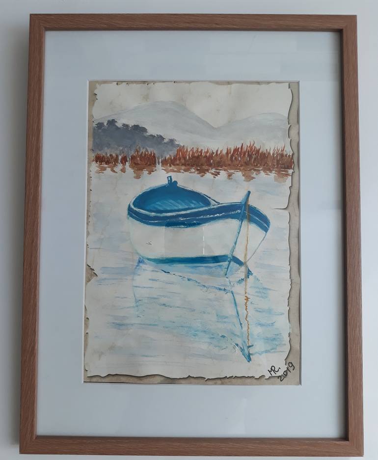 Original Fine Art Boat Drawing by MARIE RUDA