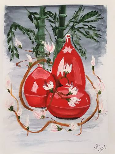 Print of Art Deco Floral Drawings by MARIE RUDA