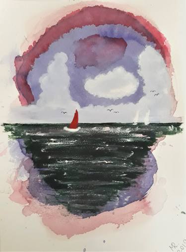 Original Modern Boat Drawings by MARIE RUDA