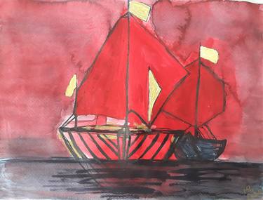 Print of Boat Drawings by MARIE RUDA