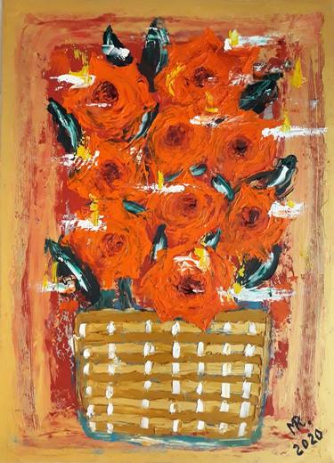 Original Expressionism Floral Paintings by MARIE RUDA