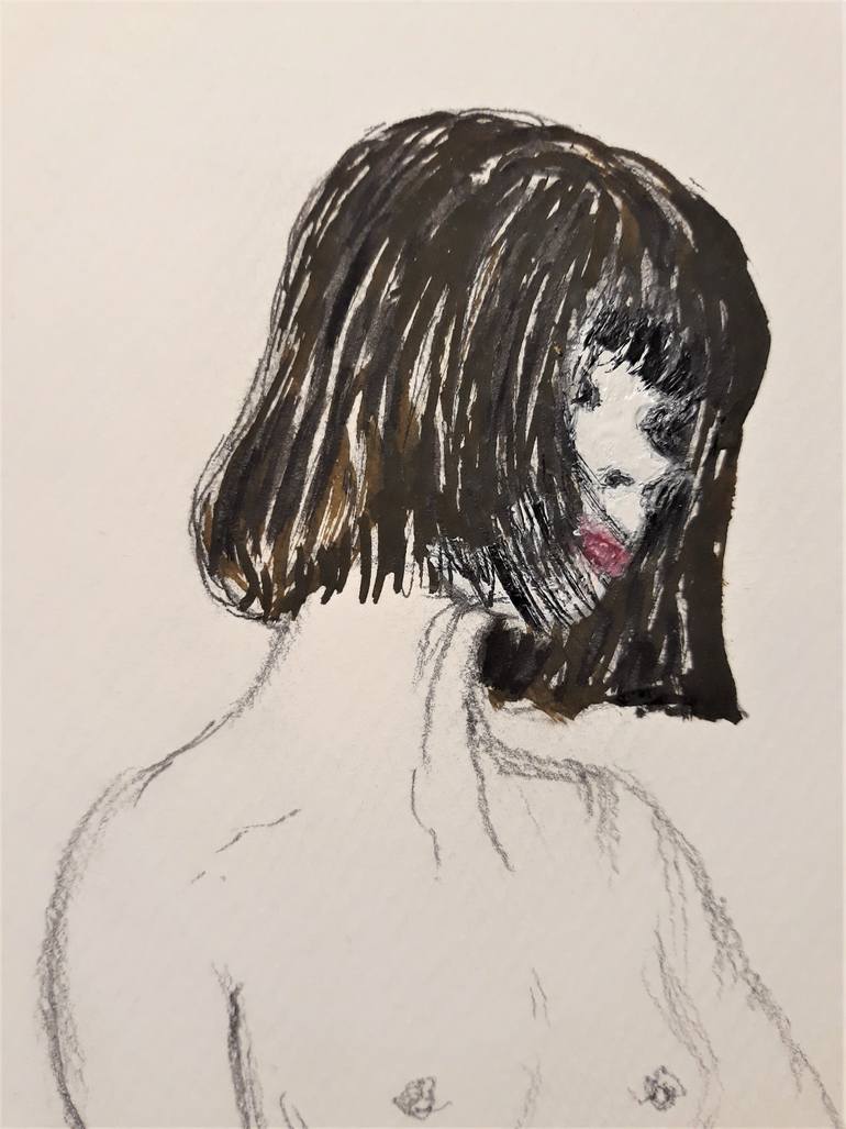 Original Figurative Erotic Drawing by Marie Ruda