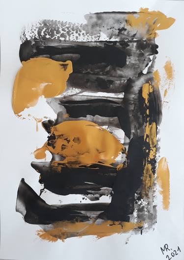 5 painting from the series "Meditation"-Golden-Black. thumb