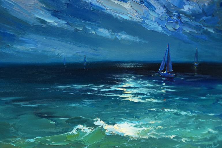 Original Figurative Seascape Painting by Alisa Onipchenko-Cherniakovska