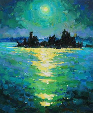 Green light Original landscape painting thumb