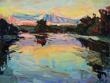 "Sunset" Original landscape Oil painting on canvas thumb