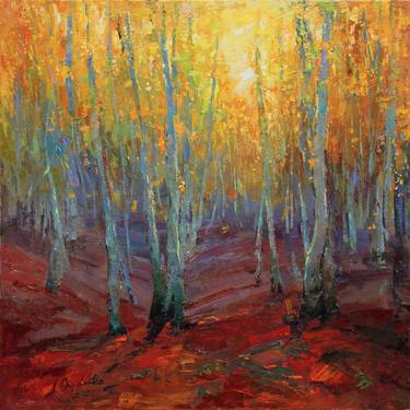 "Mysterious forest" Original landscape Oil painting on canvas thumb