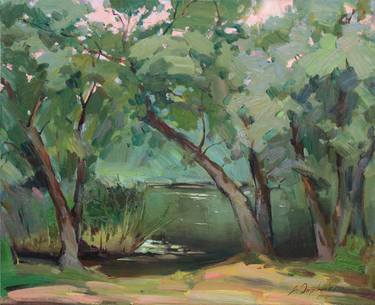 "At the river" Original landscape Oil painting on canvas thumb
