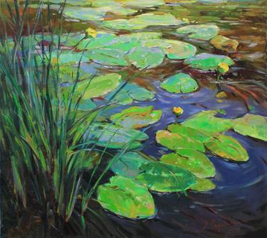 "Water lilies" Original landscape Oil painting on canvas thumb