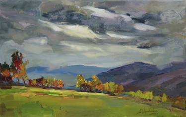 "Autumn storm" Original landscape Oil painting on canvas thumb