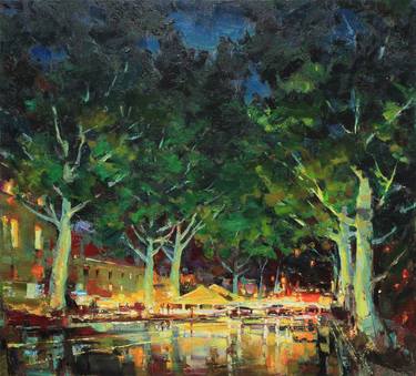 "Night light" Original landscape Oil painting on canvas thumb