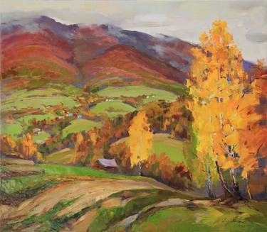 "Autumn mosaic" Original landscape oil painting on canvas thumb