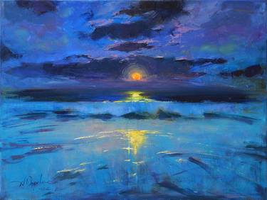 "Fairy night" Original landscape Oil painting on canvas thumb