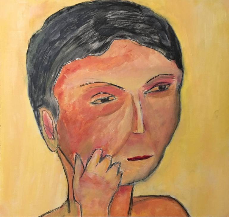 Original People Painting by Paola Consonni | Expressionism Art on Other | Study of a woman portrait XIX