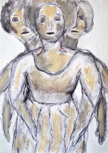 Original Expressionism People Drawings by Paola Consonni