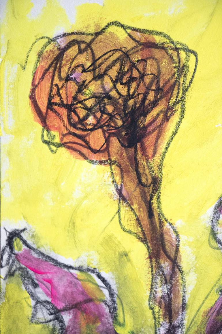 Original Expressionism Floral Drawing by Paola Consonni