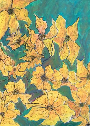 Original Expressionism Floral Drawings by Paola Consonni