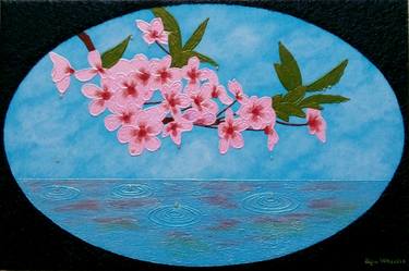Sakura Soul -japanese cherry blossom semi abstract painting thumb