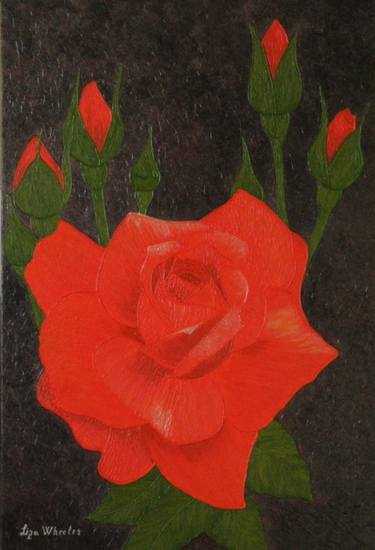 A Twinkle - modern red rose floral painting thumb