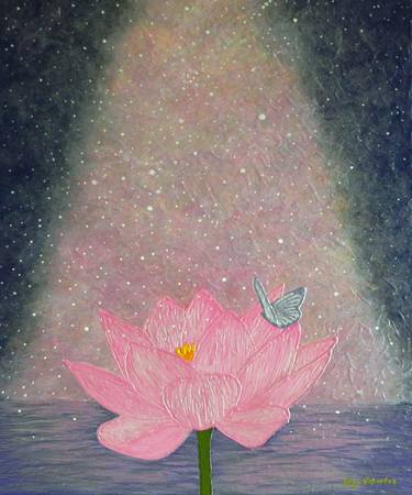 Lotus Power - abstract pink lotus flower painting thumb