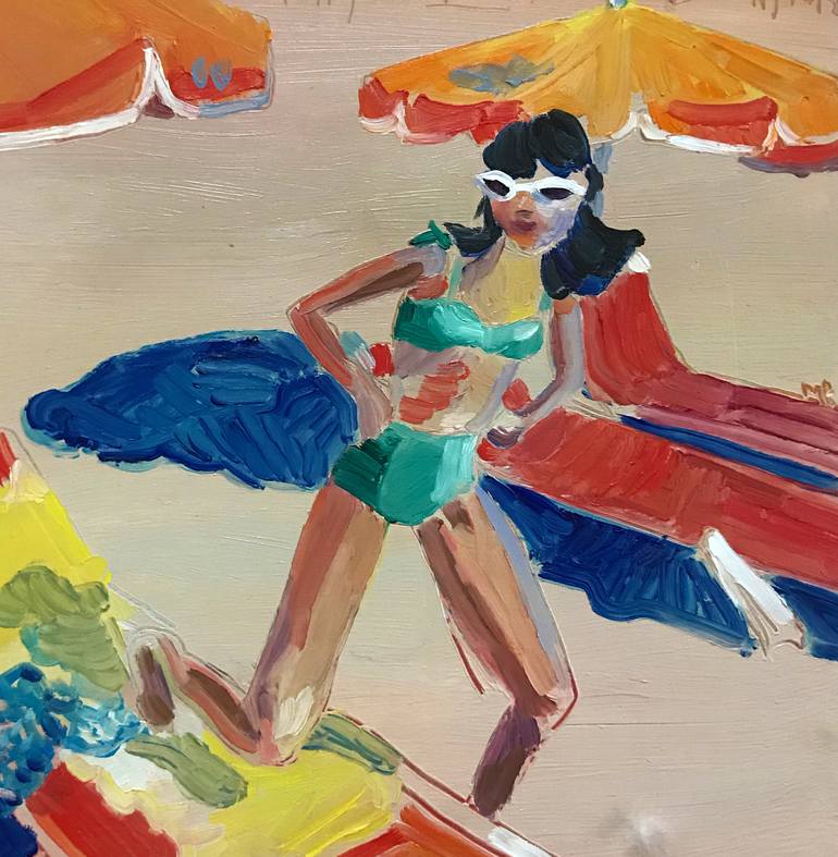 Original Figurative Beach Painting by Monty Preston