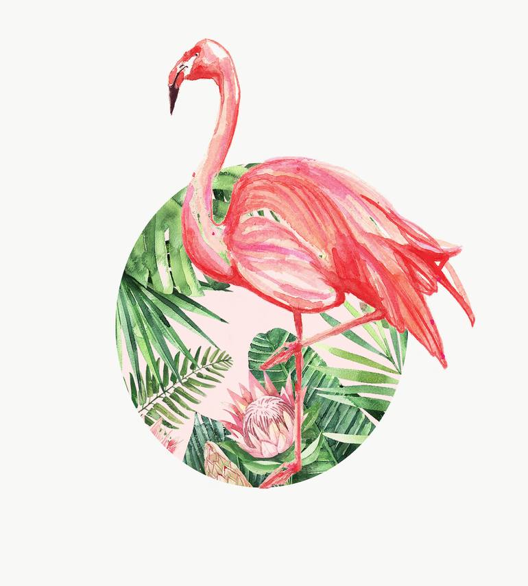Emulatie incident Torrent Tropical Flamingo Painting by M Arifin | Saatchi Art