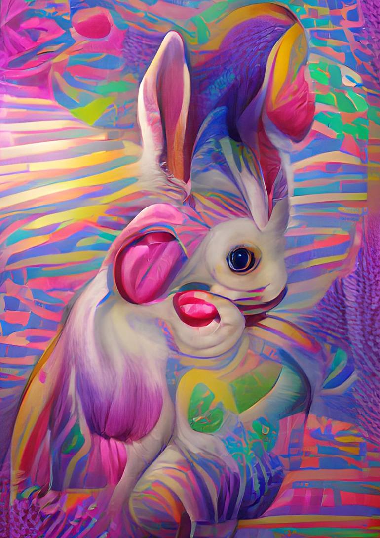 9 Bad Bunny Psychedelic Mixed Media by M Arifin Saatchi Art