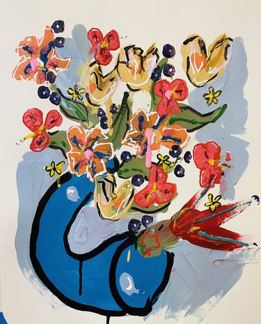 Original Abstract Floral Paintings by Spooky Harris
